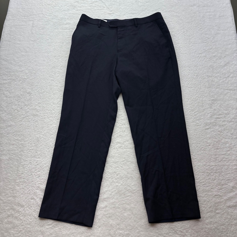 Charles Tyrwhitt Mens 34x30 Navy Blue 100% Pure New Wool Classic Fit Dress Pants